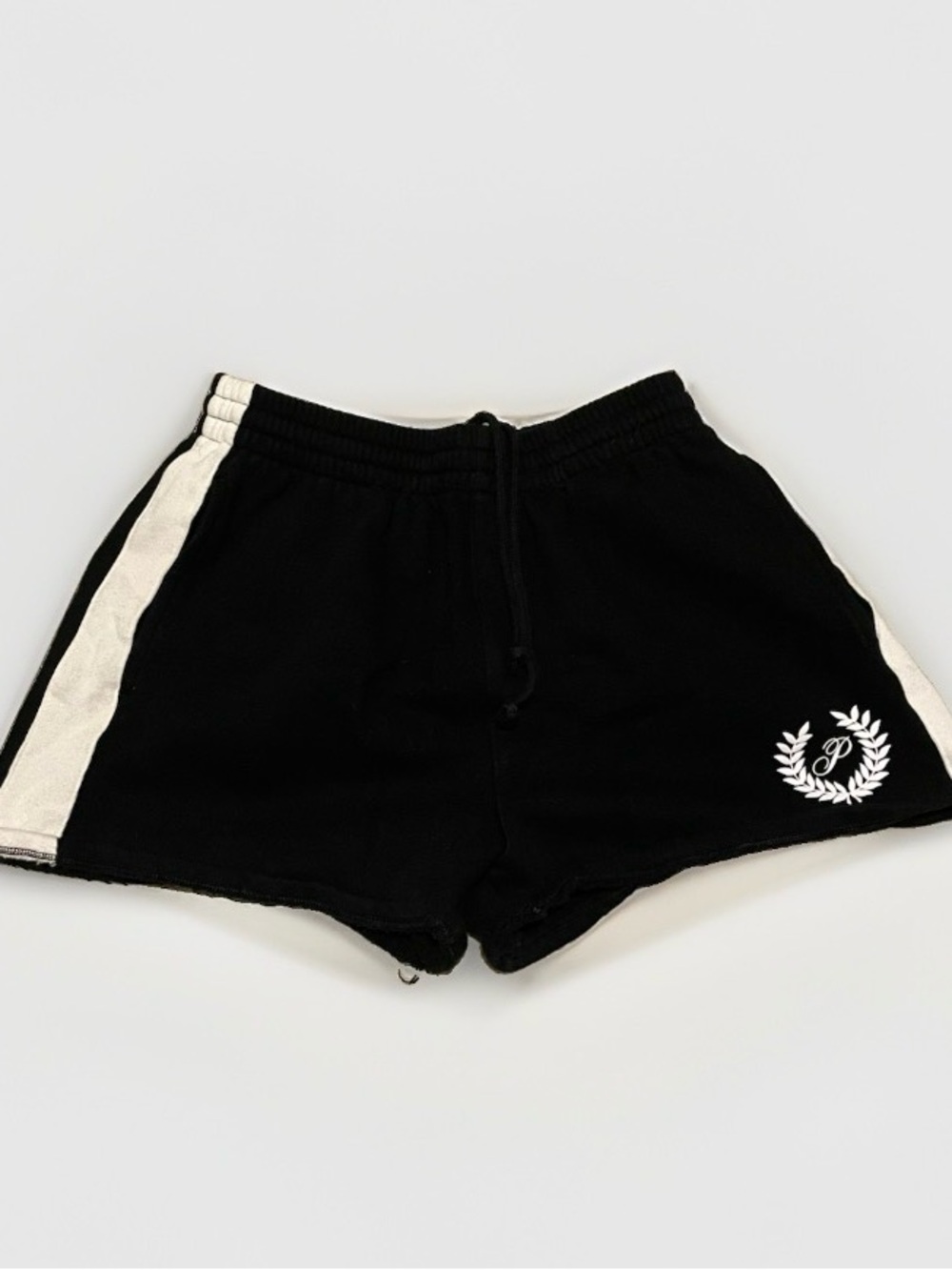 PINK Victoria's Secret Black Athletic Shorts with White Side Stripe